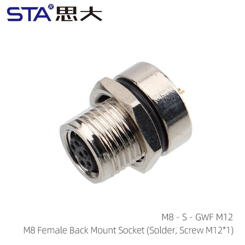 M8 IP67 Waterproof Circular Connector 3 4 5 6 8 Pin Front Rear Panel Mount Solder Industrial Socket Screw M8 M10 M11 M12