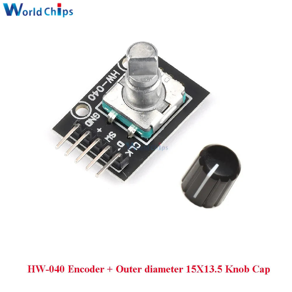 10 PCS 360 Degrees Rotary Encoder Module KY-040 HW-040 Sensor Switch 6MM Half Shaft Potentiometer Rotary Knob Cap 15×17 15×13.5