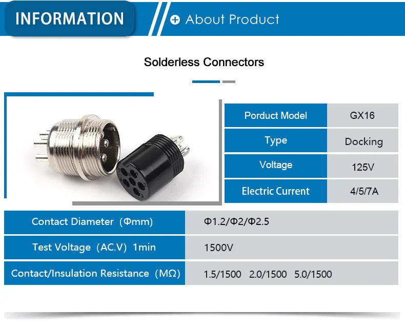 GX16 2/3/4/5/6/7/8/9/10 Pins Aviation Plug Aviator Socket Butt Joint Male&Female Docking Connectors