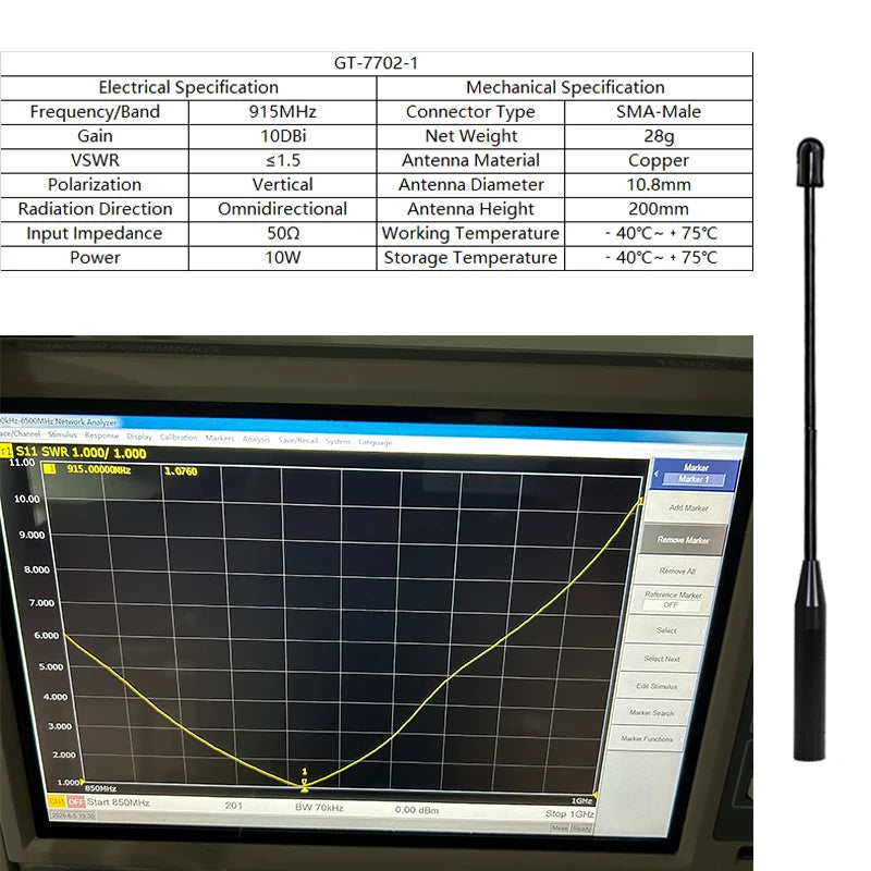 GIZONT LoRa 915MHz Soft Antenna 17CM 902-928MHz SMA Flexible Whip Antenna 20CM For MeshTastic LoRaWan ESP 32 Teletransmission