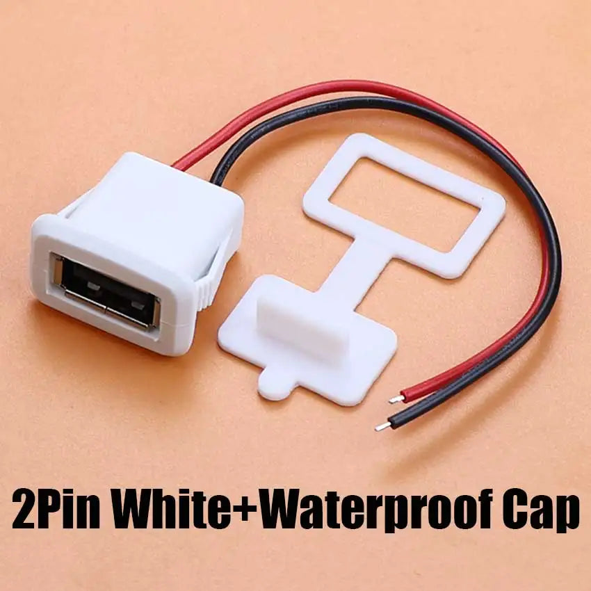 1/5pcs 2Pin 4Pin USB 2.0 Female Power Jack 2P 4P USB A Charging Port Connector With DIY Cable PH2.0 Terminal USB Charger Socket