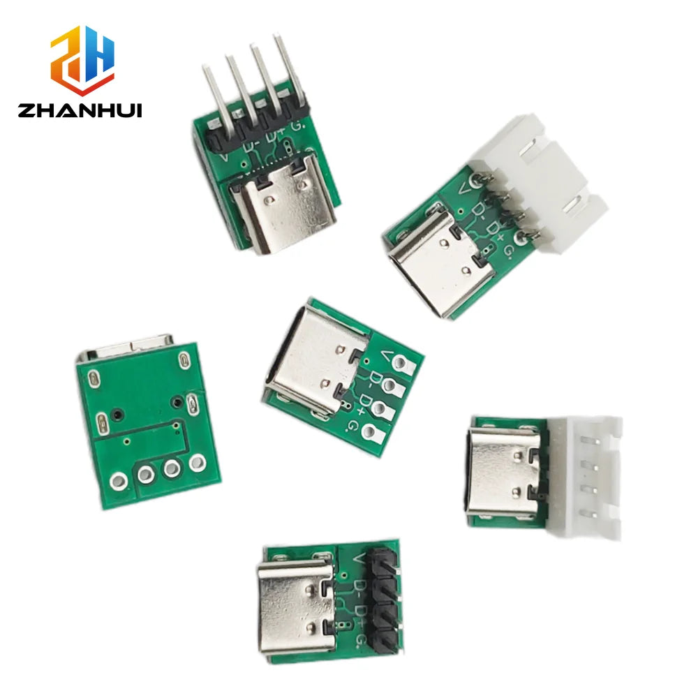2/5/10pcs Type-C 4Pin Power Adapter Board - Straight/Elbow Pin PCB Connector for Data Cable Test & Charging Module