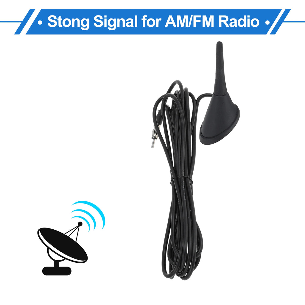 UXCELL AM/FM Radio Signal Antenna Mount 6.5cm Car Radio Aerial with 15-300cm Cable Black Rubber ABS Metal Automotive Electronics