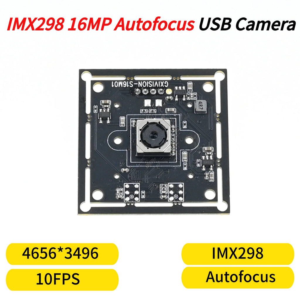 GXIVISION IMX298 16MP USB Camera Module HD 4656x3496 10fps,For High-speed Scanner,Wide-Angle,Windows Android Linux,Drive Free