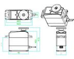 DIYmall 4 Sets RDS3225 25KG Digital Servo 6V Full Metal Gear 180/ 270 Degree Double-shaft Waterproof IP66 Robotic Servo Motor