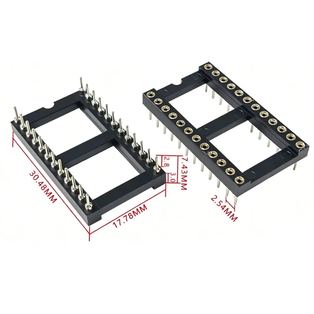 5PCS DIP-8 DIP14 DIP16 DIP18 DIP20 DIP24 DIP28 DIP32 DIP40 PIN Round IC SOCKET  Round Hole DIP IC Sockets Adaptor Solder Type