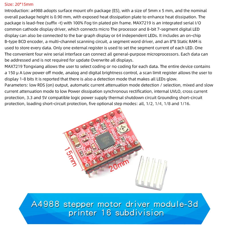 1PCS 3D Printer Accessories A4988 Stepper Motor Driver Module DRV8825 Stepper Motor Driver Expansion Board