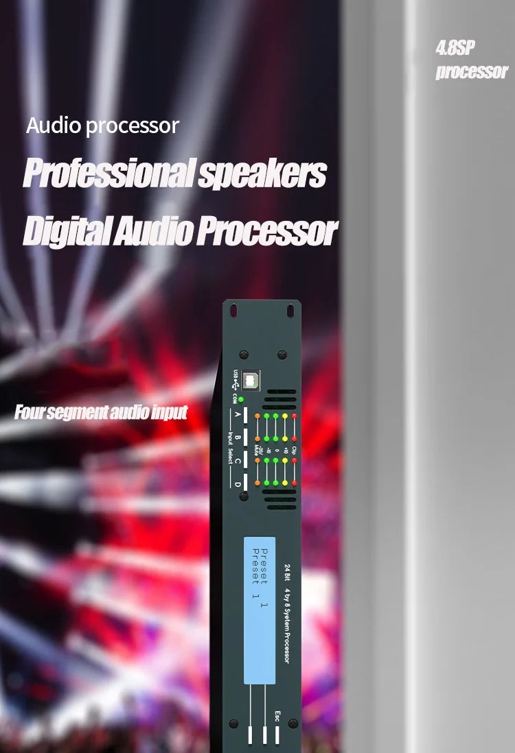 PaulKitson Professional Digital Signal Processor 4In 8Out 4.8SP DSP Speaker Management Professional Audio Stage Equipment System