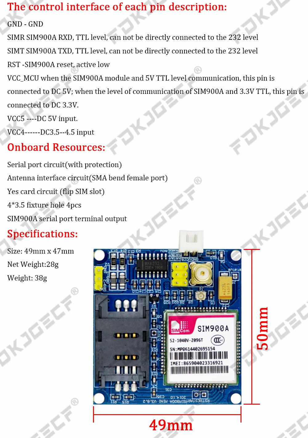 SIM900A SIM900 MINI V4.0 Wireless Data Transmission Module GSM GPRS Board Kit w/Antenna