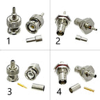 1-4PC BNC Male Female Plug Jack RF Coax Connector Crimp for RG316 RG174 RG58 RG142 Cable Copper Nickelplated With Drawing NEW