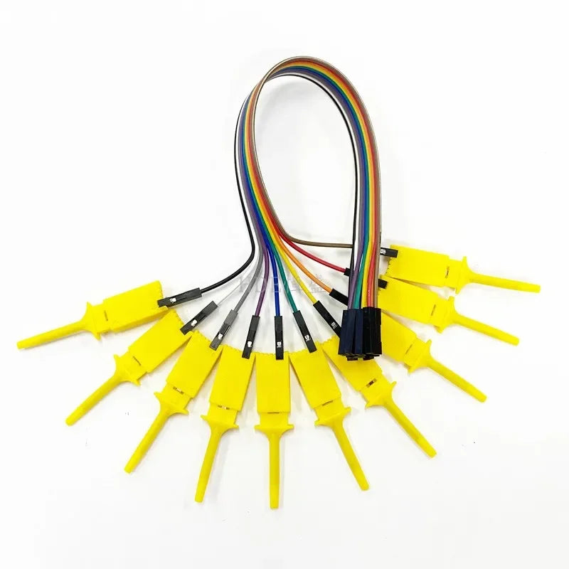 10Pcs Test Hook Clips with 20/30cm Male Header Jumper Wires & SOIC IC Grabber, Test Hook Clips to Dupont Wire for Power Supply