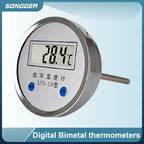 Digital Bimetal Thermometer LCD‑110 Stainless Steel Probe High Precision Water Temp Gauge Axial/Radial Mount IP65