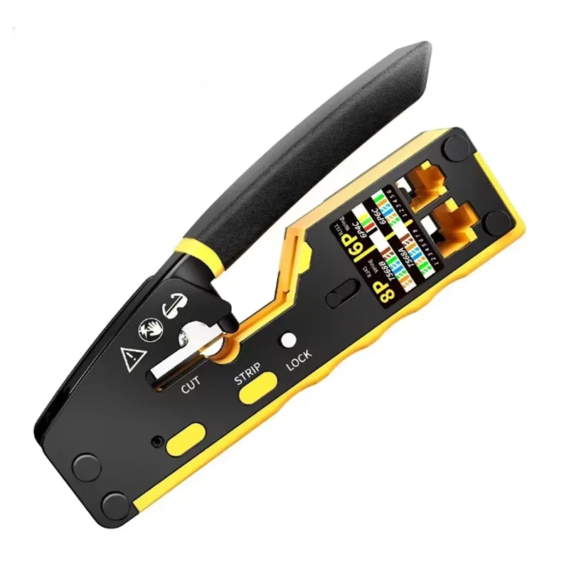 AOKIN RJ45 Network Crimper - 3-in-1 Crimp/Cut/Strip Lan CAT8/7/6A/6/5E (STP/UTP) & RJ11/12 Tel Modular Cable