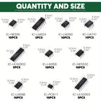 85PCS Integrated Circuit Chip Kit 10 Specifications IC-NE555 IC-LM324 IC-LM358 DIP Single Precision Timer Combination Kit