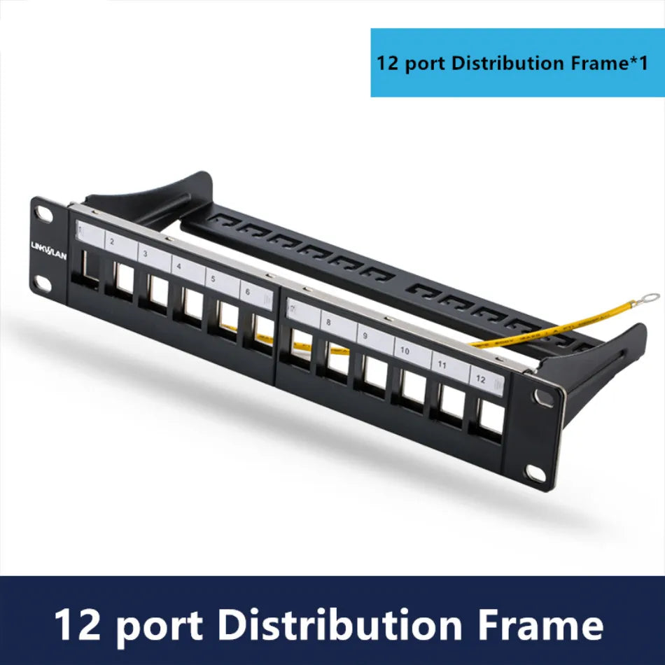 RJ45 CAT6 Cat6A Cat7 Module Patch Panel 12 Port Keystone RJ45 Network Rack Mount Panel Ethernet Wall Jack Distribution Frame