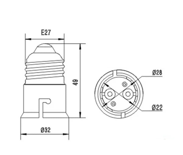 4pcs E27 to B22, B22 to E27 Light Socket Adapter 250V2A PBT Housing CE Rohs LED Lamp Base Holder Socket Converter