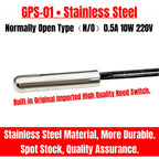 5PCS Stainless Steel GPS-01 Reed Contact Switch Normally Open NO 10W 220V Magnetic Control Tube 25MM Waterproof Induction Sensor
