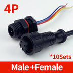 10PCS M12 IP65 Waterproof Aviation Connector Pre-wired Male Female Cable Plug 2P 3P 4P 5Pin Panel Mount Electrical Socket