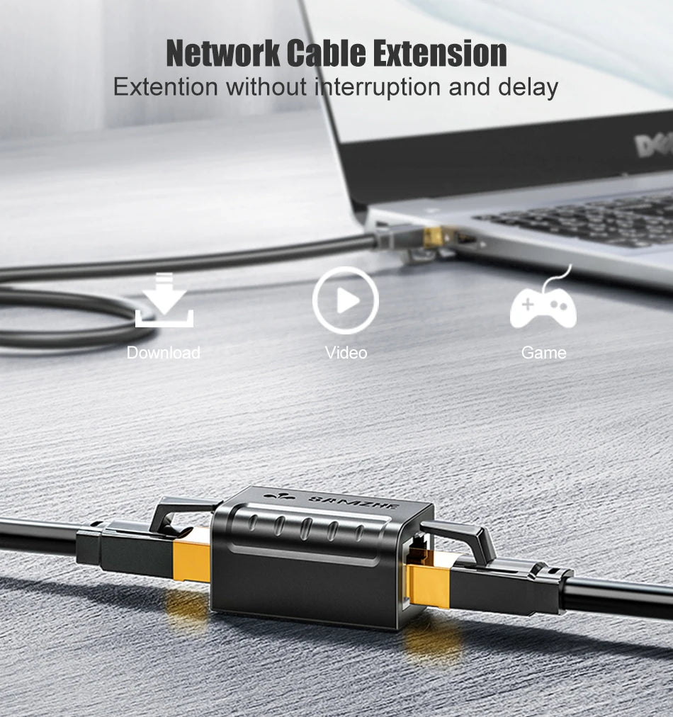 SAMZHE Ethernet Adapter 8P8C RJ45 Lan Cable Extension Connector for Internet Connection Cord Female to Female