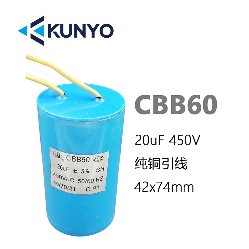 1PCS CBB60 450V Starting Capacitor Motor Run Capacitors 4UF-60UF 4 Pin with Screws for Electric Motor/washing Machine 10uf 20uf