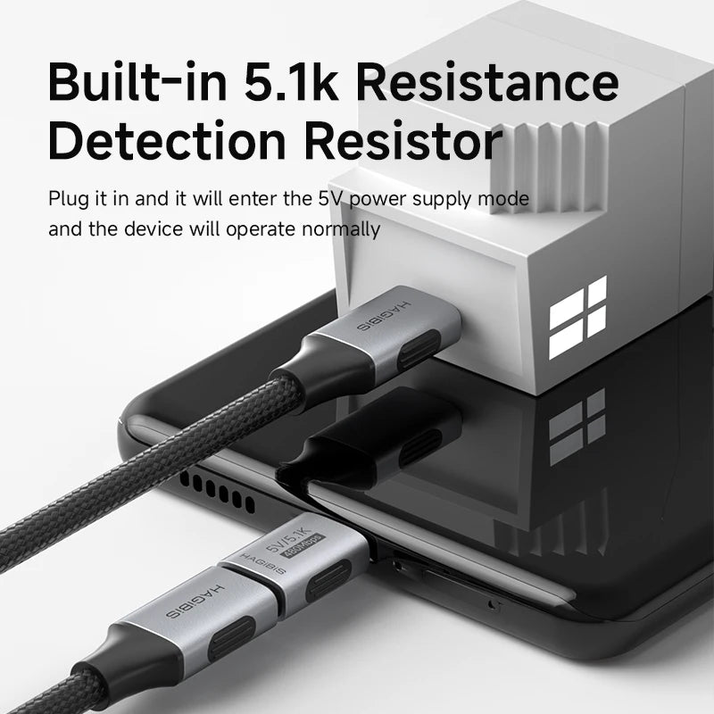 Hagibis 5.1k Pull-down Resistor Charging Adapter USB C Male to Female for Shaver Hair Trimmer Headphone Fan Electric Screwdriver