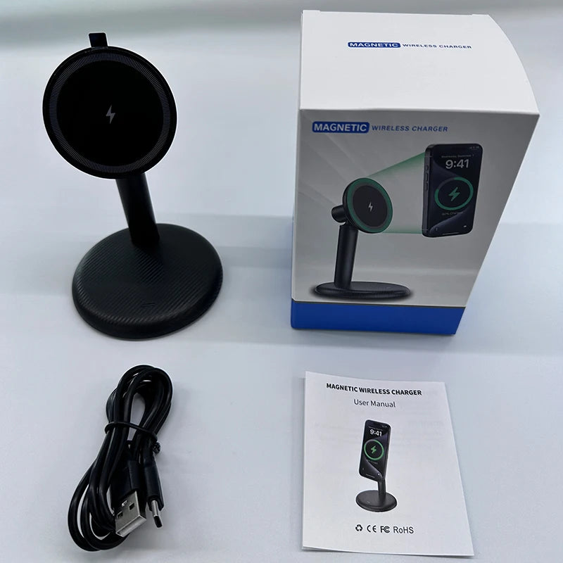 15W Strong Magnetic Wireless Chargers for iPhone Samsung Xiaomi Office Home Travel Desktop Fast Charger Mobile Phone Holder