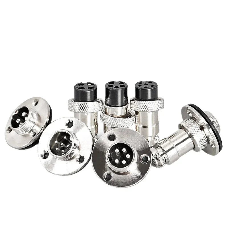 5/10sets GX12 16 20 Flange mounting 3-hole fixing aviation connector plug&socket 2/3/4/5/6/7/8/9/10/12/14pin circular connectors
