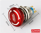 16/19/22mm Metal Emergency Stop Button Switch Stainless Steel Anti-slip Waterproof Rotation Socket 12/220V Stop Momentary