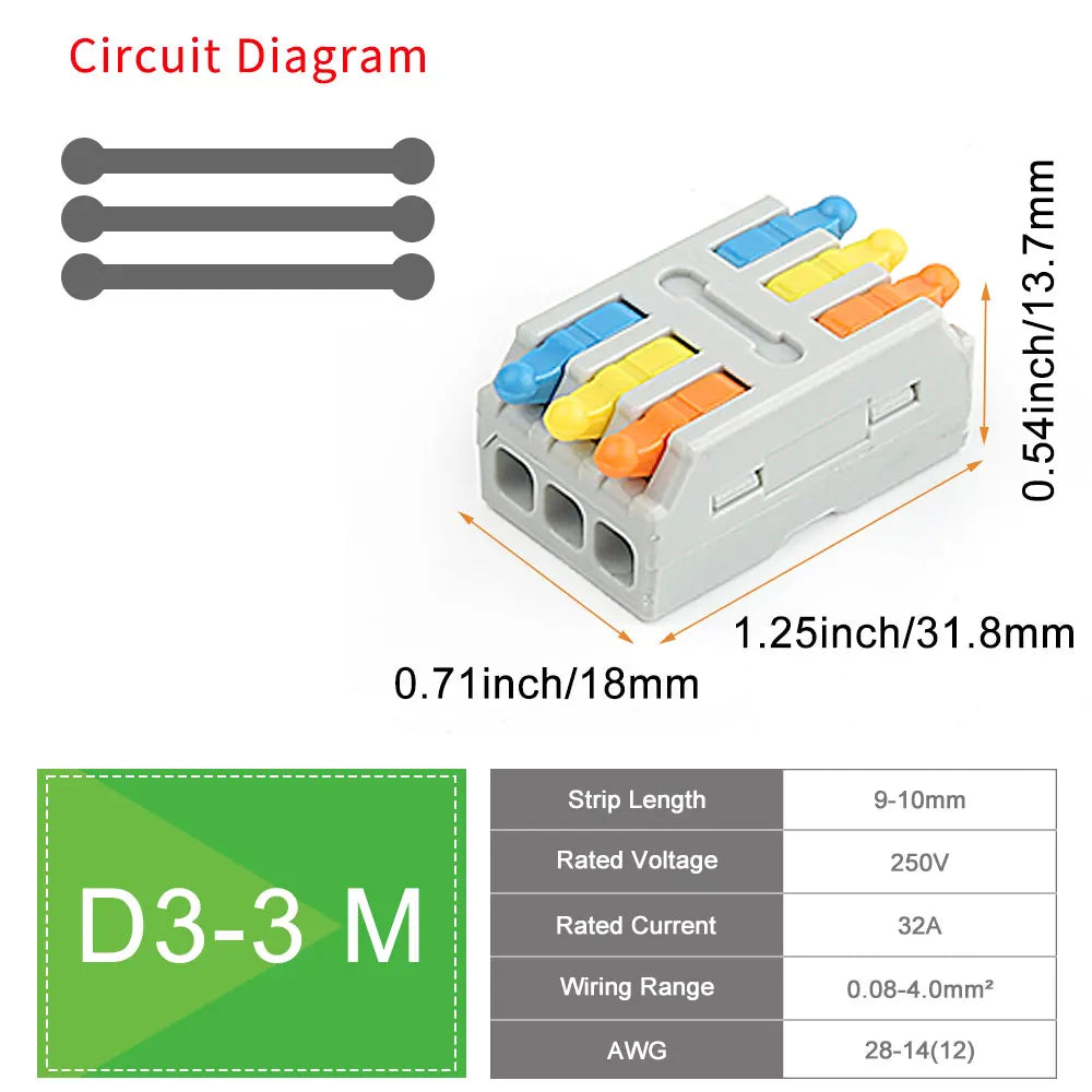 10/50 PCS Universal Compact Mini Fast Wire Connectors Lever Nut Crimp Splitter Electrical Conductors Push-in Home Terminal Block