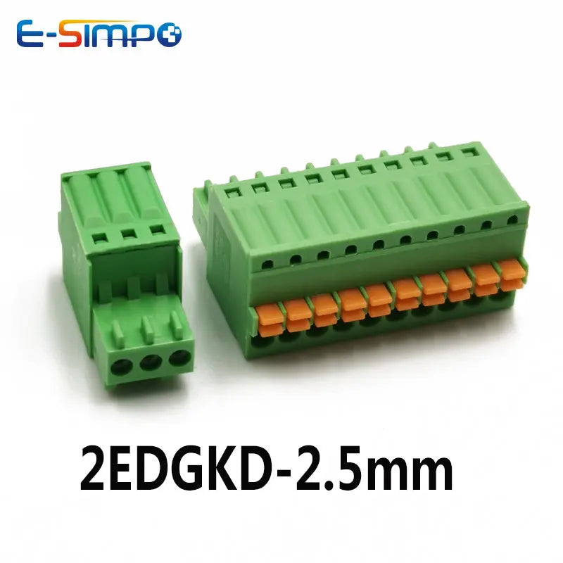 10pcs 2.54mm 2EDGKD 0.1" 15EDGKD-2.5mm 2-20P 0.1-0.5MM2 120V 4A Wire Spring Terminal Block Screwless Push Button Plug Connector