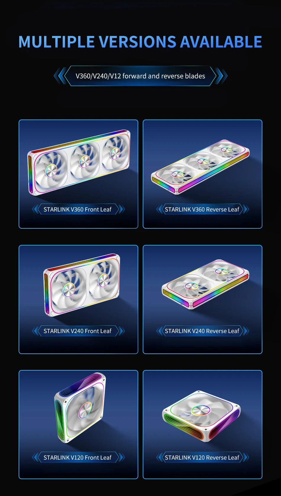 V360/120 ARGB Computer Case Cooling Fan, Infinity Mirror Series/CD pattern/Hydraulic bearings Integrated cooling fan