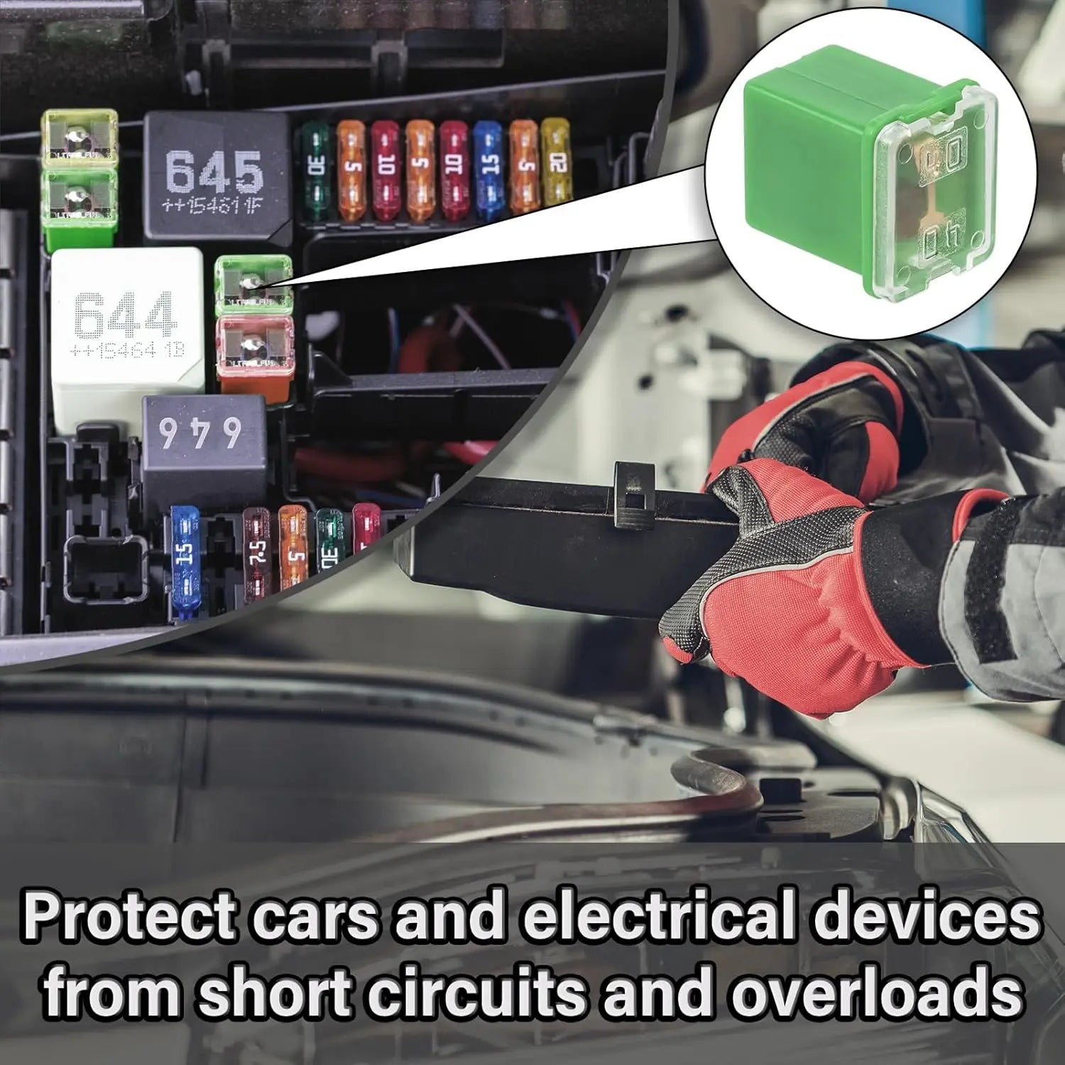 10pcs Box Jcase Fuse kit 20A/30A/40A Square Jcase Fuses Low Profile Box Shaped Fuse fusible for SUV Cars Trucks Boats Automotive