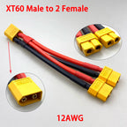 XT60 XT90 T Plug Parallel Battery Connector Male/Female Double Extension Cable Y-Divider/RC Battery Motor3-Way 10AWG 12AWG 14AWG