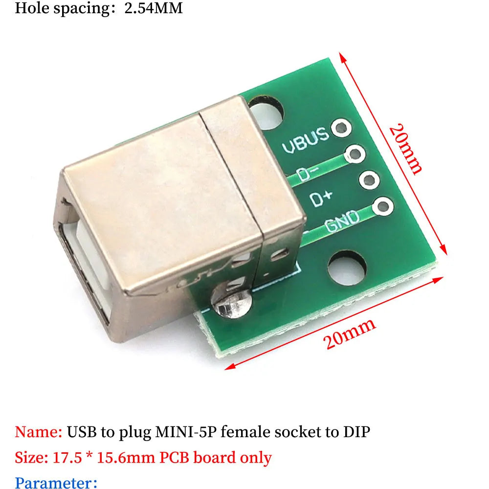 Micro Mini USB USB A Male USB 2.0 3.0 A Female USB B Connector Interface to 2.54mm DIP PCB Converter Adapter Breakout Board