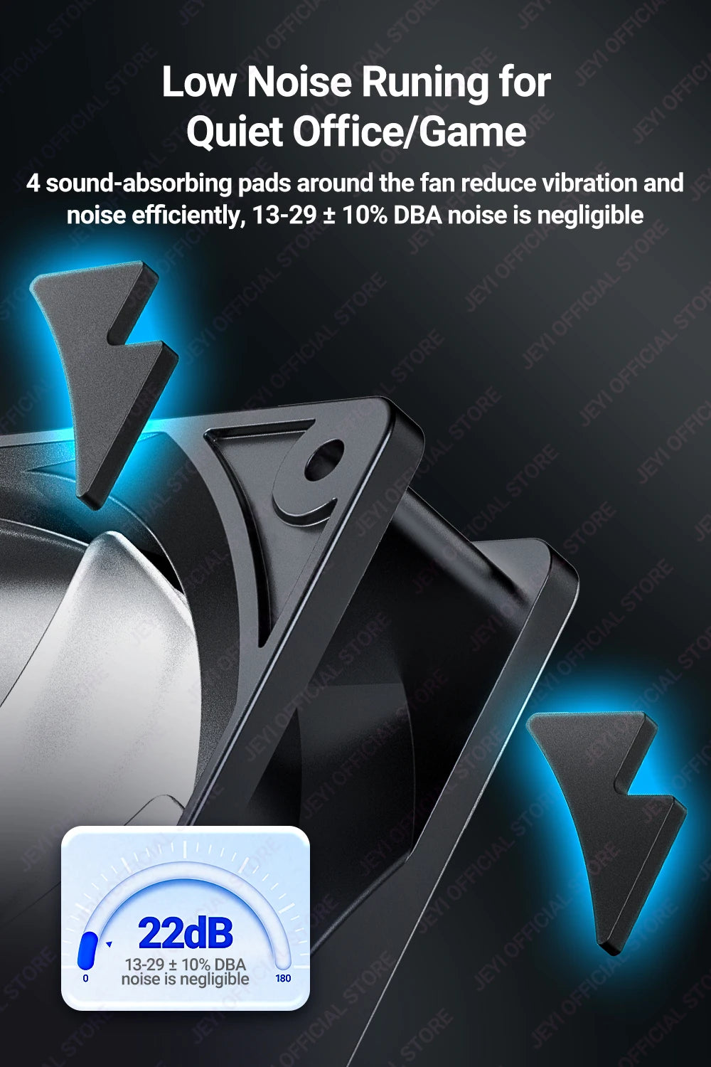 JEYI 120mm PC ARGB Cooling Fan AURA SYNC RGB Computer Fans Ultra Silent Heatsink Ventilador with 4PIN PWM and 5V 3PIN ARGB Port