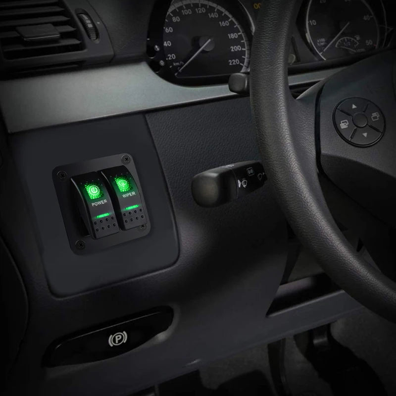 12V/24V Marine Rocker Switch Green LED SPST ON-OFF & DPDT ON-OFF-ON Momentary Toggle for 4x4 Off-Road RZR ATV ARB Carling Style