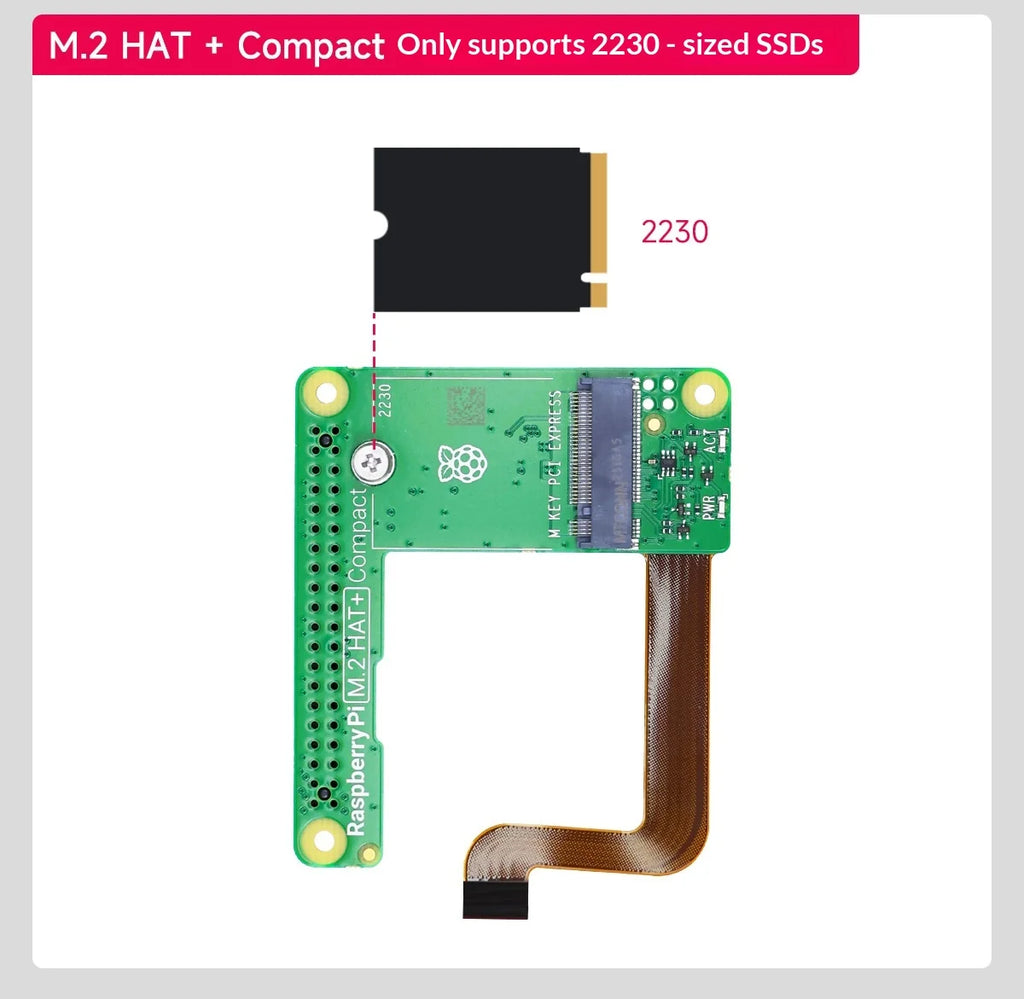 Raspberry Pi 5 Pcie To M.2 Hat+ Compact Expansion Board Ssd Solid State Drive Nvme Pi5
