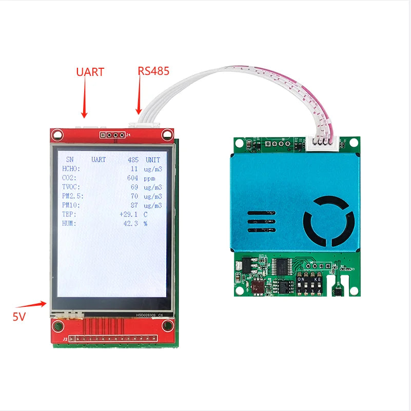 Indoor 7IN1 Air Quality Sensor Module PM2.5 Laser Dust Sensor CO2 HCHO TVOC Gas Sensor RS485/UART Output M702