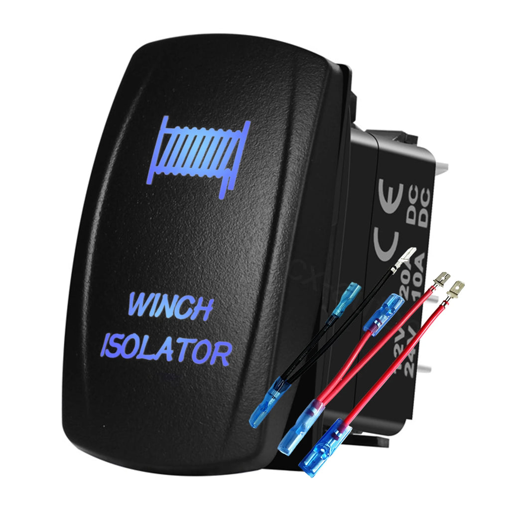 12V 24V Boat Trim Tabs Switch (ON)-OFF-(ON) Momentary Rocker Switch Waterproof Blue Light ON-OFF Toggle Switch With Harness