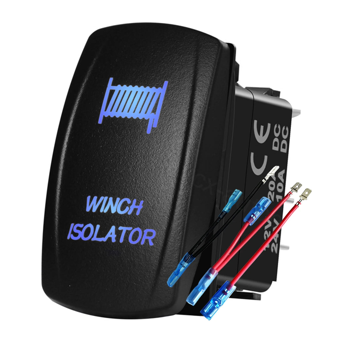 12V 24V Boat Trim Tabs Switch (ON)-OFF-(ON) Momentary Rocker Switch Waterproof Blue Light ON-OFF Toggle Switch With Harness