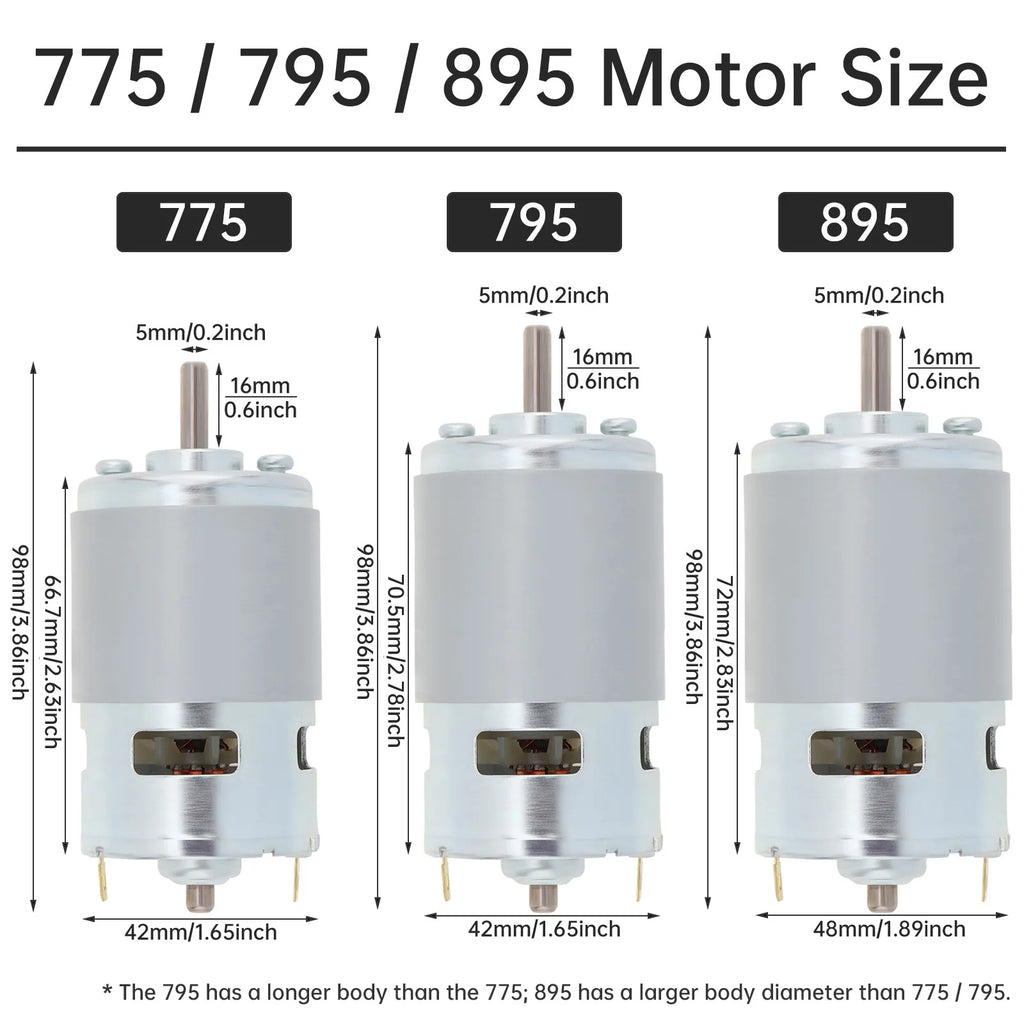 775/795/895 DC Motor 12/24V 3000-15000RPM High Speed Large Torque Motor Tools for Small Drill / Micro Machine with Ball Bearing