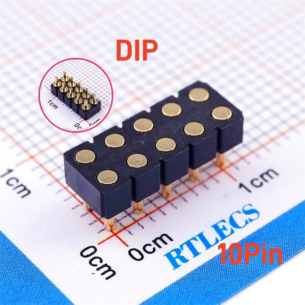 5Pcs Target PAD Connector 2.54 Grid 4 6 8 10 12 14 16 20 Pole Female Spring Pogo Pin Header Socket Power Charge DIP SMD Dual Row