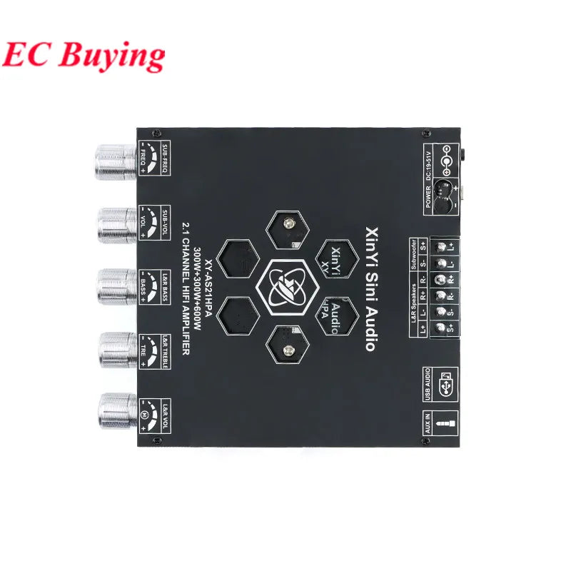 AS21HPA High-Power Bluetooth-BT 5.2 Digital Amplifier Board 2.1 Channel Class D Subwoofer 300W*2+600W TPA3255 Speaker Module