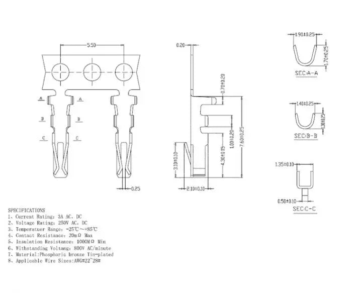 1000pcs XH XHD PH2.0 PHB CH3.96 VH3.96 KF2510 Dupont SM ZH1.5 1.25 SH1.0 MX3.0 Strip Metal Needle Crimp Cold-pressed Terminal