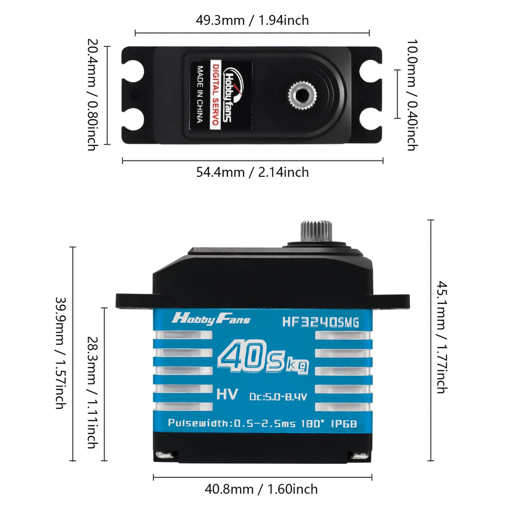HF3240SMG Digital Servo 40KG High Torque Brushless Motor Metal Gear 180 Degre Steering Gear Heavy Duty RC Crawler Robot DIY Part