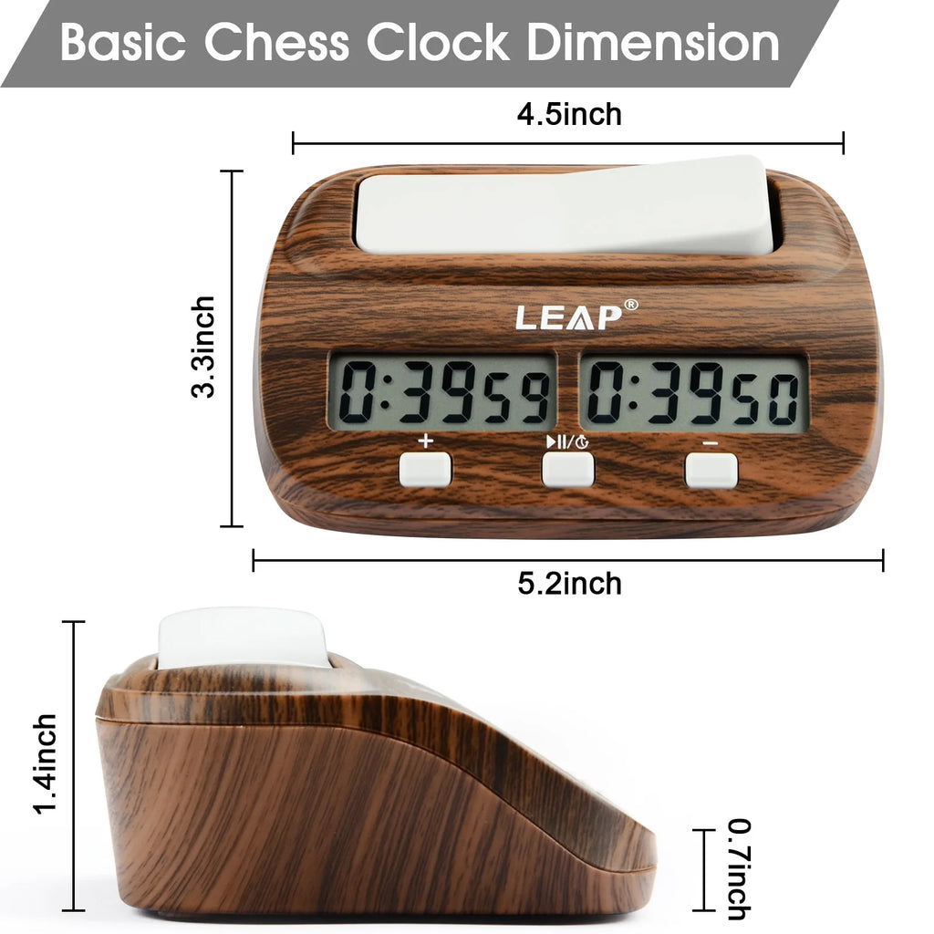 LEAP Chess Clock Digital Chess Timer with Count up / Countdown Timer for Board Games Timer with Alarm Function Wood Appearance
