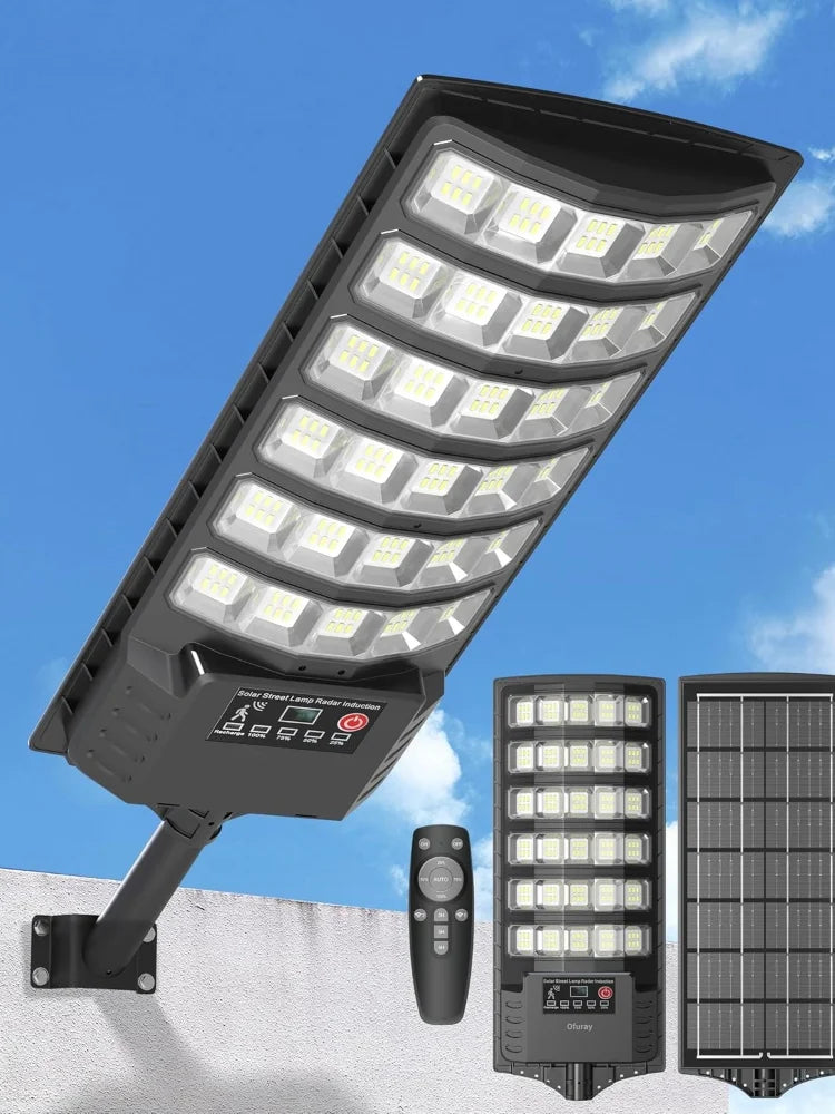 Solar Street Lights Outdoor Waterproof 50000LM Wide Angle Solar Light Parking Light with Motion Sensor for Security Street Light