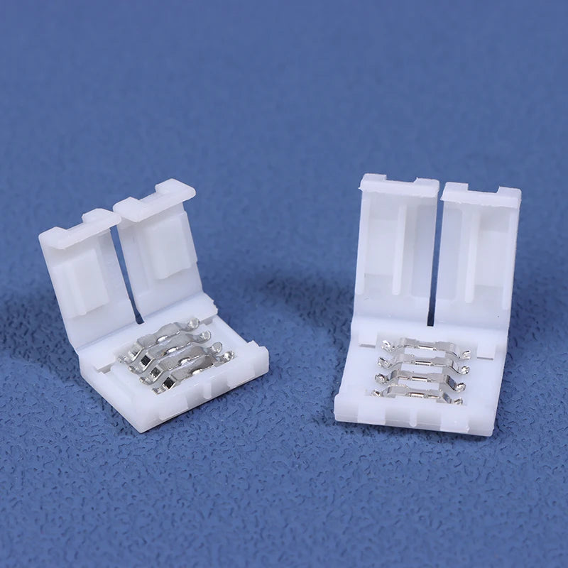 10Pcs LED Strip Connector 8MM 10MM 2Pin 3Pin 4Pin 3528 5050 RGB Single Color Solderless PCB Board Wire Free Welding Connectors