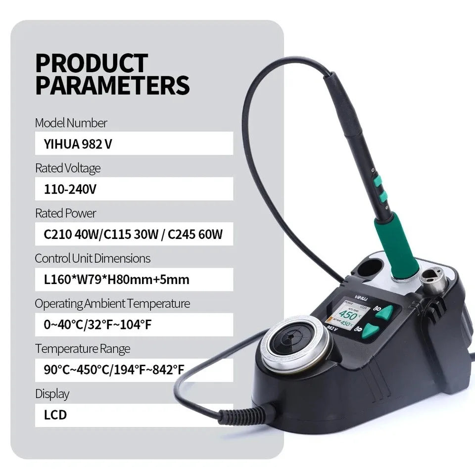 YIHUA 60W Digital Soldering Station 982-V C210/C245 Soldering Iron Kit ESD Precision Soldering Tools