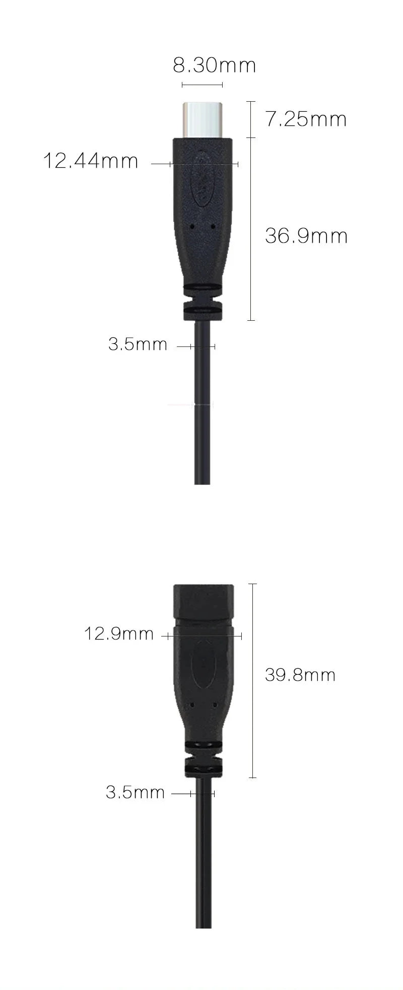 1/2/5Pcs USB Type C Male / Female 2/4 Pin Pigtail Extension Power Cable Data Charging DIY Repair USB Type-C Plug Socket Connect